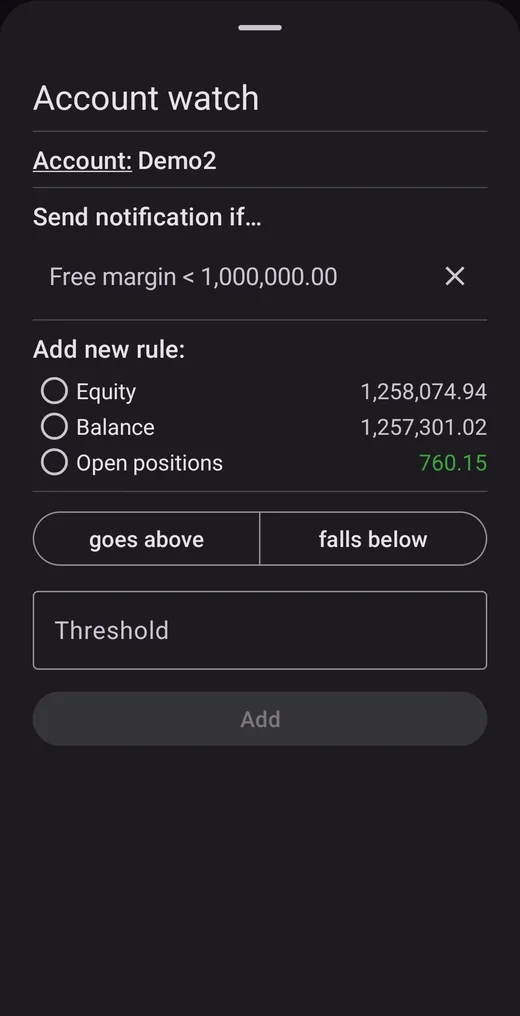 Mobile-EA account watch screen