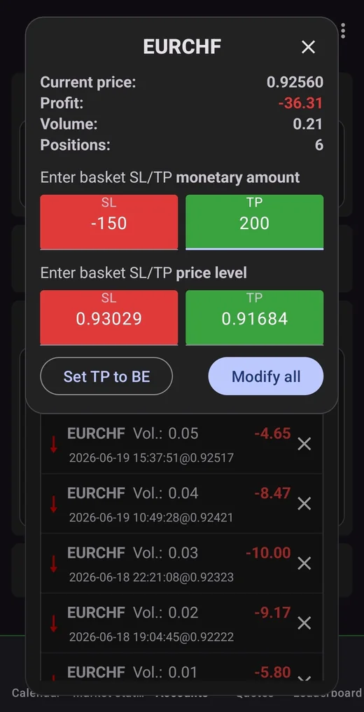 Basket SL TP dialog