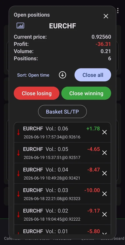 Open positions dialog screenshot